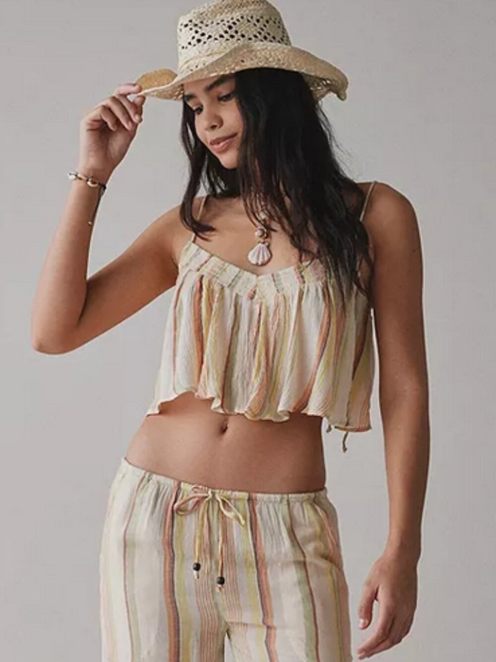 Out From Under Seaside Träger Top Cropped Striped Printed XS